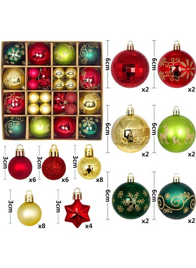 Buy 44 Pcs Tree Balls Ornaments, Festival Decorative Hanging Baubles for Home Party Holiday Wedding Tree Decorations (Red/Gold/Green) in UAE