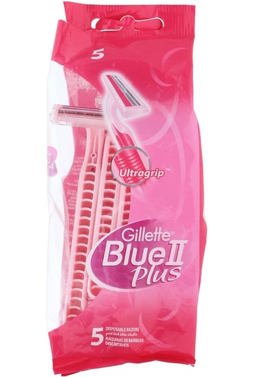 اشتري Blue II Plus Disposable Razor for Women - 5 Pieces pink في مصر