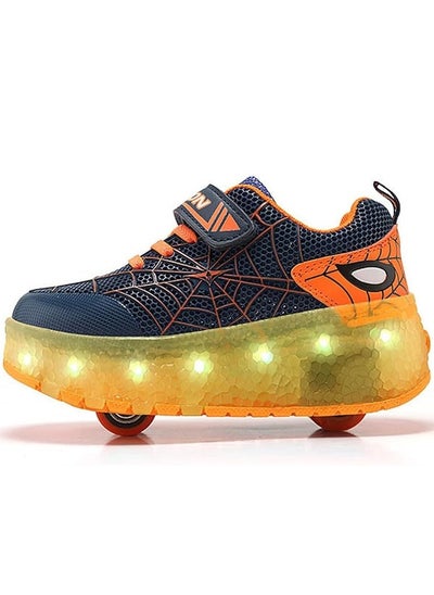 اشتري Al Aoyama USB Chargable LED Light Up Roller Shoes Wheeled Skate Sneaker Shoes for Boys Girls Kids في السعودية