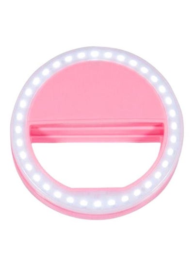 Buy LED Ring Flash Light for Smartphone Pink/White in Saudi Arabia