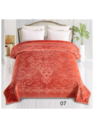 Buy Double blanket, weighing 6 kg, two floors, an engraved face, a plain face, with a super soft texture, king size, 220 * 240 cm in Saudi Arabia