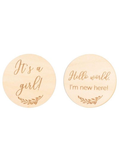 Buy 2Pcs Its A Girl Sign Wood Baby Monthly Cards Milestone Discs Baby Shower Party Decorations For Gender Reveal Baby Announcements(10Cm) in UAE