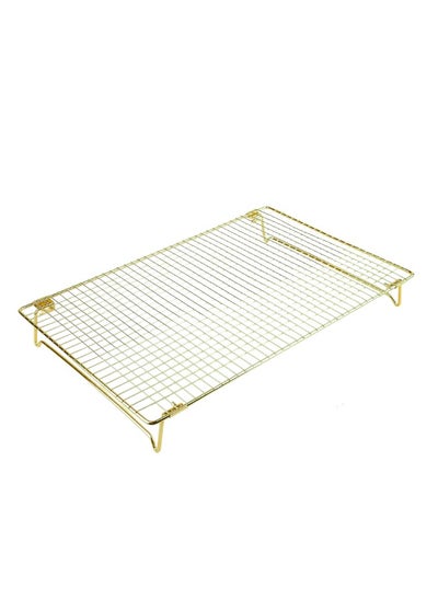 اشتري Stainless Steel Cooling Racks with Collapsible Folding Legs, Stackable Grid Wire Racks for Cooking and Baking 40x25 cm - Gold Color في مصر