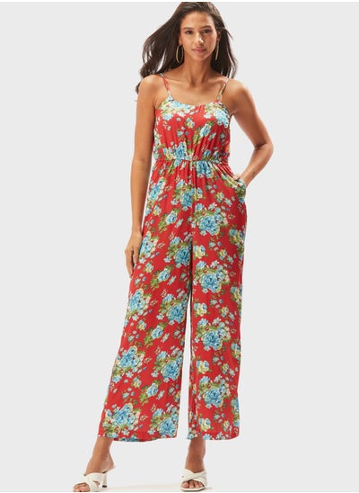 Buy Floral Print Pocket Detail Jumpsuit in UAE