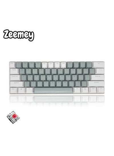 Buy 61 Keys RGB Gaming Keyboard 60% Mini Wired Waterproof With Anti-ghosting Keyboard and Two-color Keycaps With Red Switch for Gamers(Light gray and white) in UAE