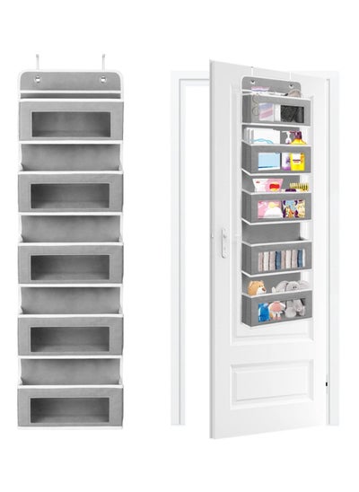 Buy Over The Door Organizer Wall Mount Storage with 5 Large Pockets Sturdy Foldable Hanging Clear Window and 2 Metal Hooks Behind Versatile in Saudi Arabia