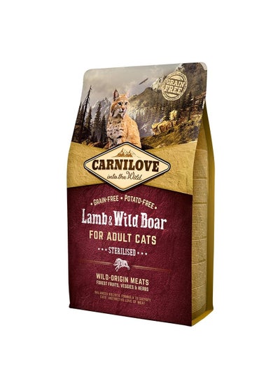 Buy Lamb & Wild Boar Dry Food For Adult Cats 2kg in UAE