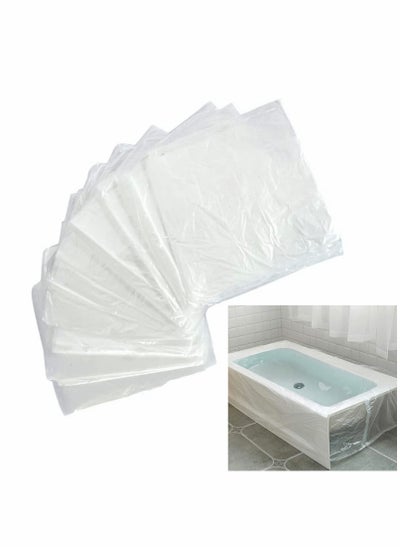 اشتري Disposable Bathtub Cover Liner, 50 Pcs Ultra Large Liner Plastic Bag, 120 x 260 cm Bath Tub Water Storage Bag or Hotel في السعودية