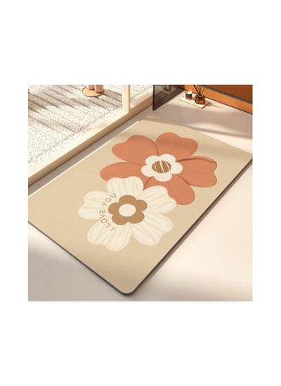 Buy Simple Fresh Flower Bathroom Anti Slip Diatomaceous Floor Mat in Saudi Arabia