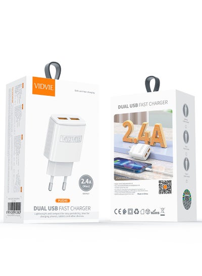 Buy VIDVIE  Charger  PLE245  Dual USB Charger + CABLE TYPE-C in Egypt