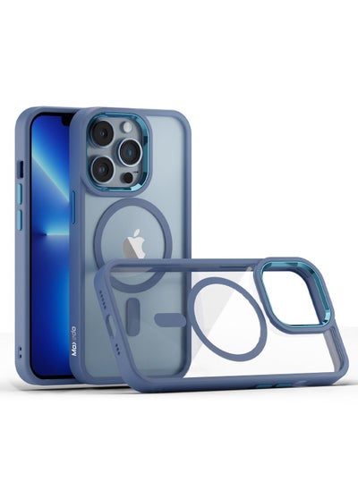 اشتري Moxedo Magnetic Protective Case 360 Protection Clear Case Hard PC with Built-in Strong Magnets Compatible with MagSafe Designed for iPhone 13 Pro 6.1 inch (Blue) في الامارات