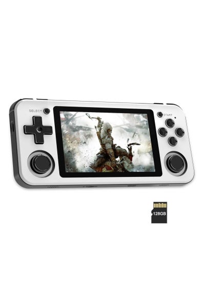 Buy RG351P Handheld Game Console, Opening Linux Tony System Built-in 128G TF Card 5000 Classic Games 3.5-inch IPS Screen Retro Game Console (White) in UAE