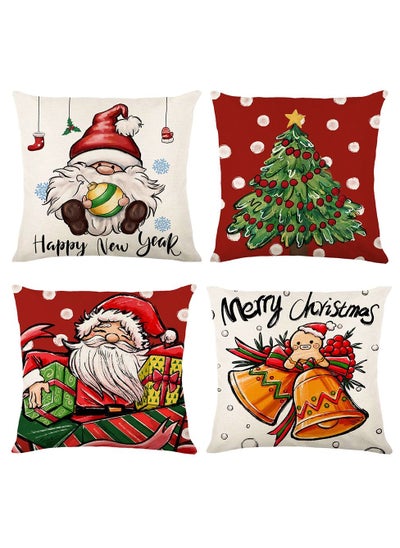 Buy 4-Piece Set Printed Linen Christmas Home Pillowcase in UAE