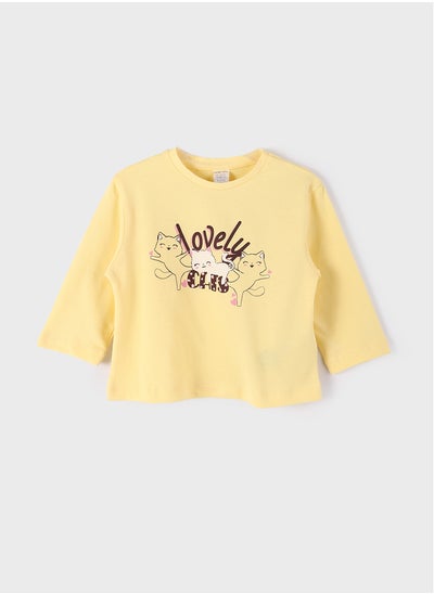 اشتري Crew Neck Long Sleeve Printed Baby Girl T-shirt في مصر