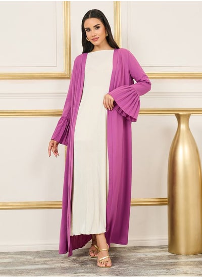 Buy Pleated Flute Sleeves Maxi Length Kimono in Saudi Arabia