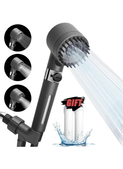 اشتري Handheld Filtered Massage Shower Head, Complete Showerhead Combo Set with 1.5m Hose and Bracket. Enjoy High Pressure, Impurity Removal, Hair Fall Prevention, and 3 Soothing Spray Modes. في الامارات