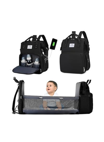 Buy hanso diaper bag with bed diaper bag backpack travel baby bed Large Capacity Maternity Bag - Waterproof Baby Bed, Diaper Changing Backpack, and Baby Care Handbag in One in Egypt