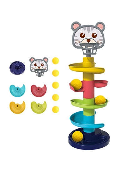 Buy Roll Ball Toys for Baby, Montessori Toys with 5 Large Colorful Balls, Detachable Track Multi-Layer Ball Tower Toy, Suitable for Daily Play for Infants in Saudi Arabia