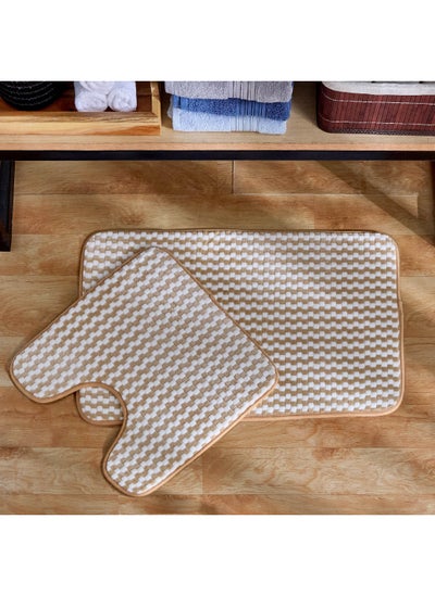 Buy Aida 2-Piece Textured Memory Foam Bath Mat Set 80 x 50 cm in Saudi Arabia