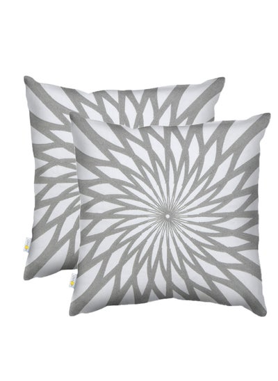 Buy 2 Piece Embroidered Cushion cover (45x45 cm) without filler Pink in Saudi Arabia