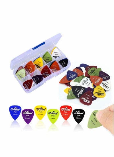 اشتري Guitar Picks, 100 Pack Guitar Plectrums for Your Electric Acoustic or Bass Guitar Plectrum Pick Including Pick Box Guitar Parts Accessories 0.58mm 0.71mm 0.81mm 0.96mm 1.2mm 1.5mm في الامارات