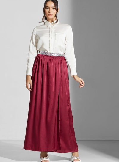 Buy Tiered Satin High Waist Skirt in UAE