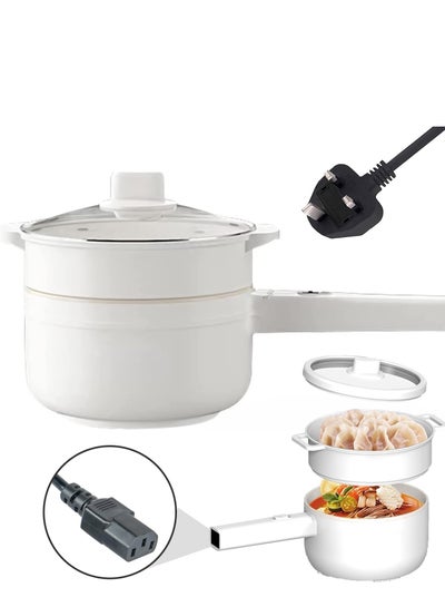 اشتري 1.8L Electric Hot Pot with Steamer Temperature Control, Non Stick Electric Cooker Shabu, Electric Skillet, Frying Pan,Electric Saucepan في السعودية
