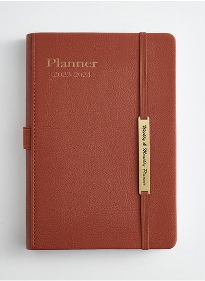 اشتري Academic Weekly & Monthly Planner Daily Planner with Monthly Tabs, Leather Cover + Month Label + Thick Paper + Elasticated String on the side في الامارات