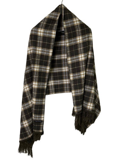 Buy Plaid Check/Carreau/Stripe Pattern Winter Scarf/Shawl/Wrap/Keffiyeh/Headscarf/Blanket For Men & Women - XLarge Size 75x200cm - P04 Dark Brown in Egypt