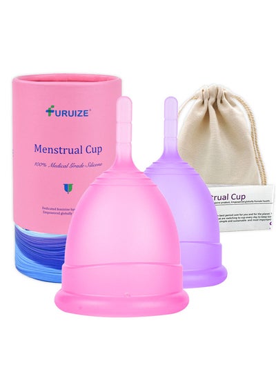 Buy 2Pc Pack 100% Reusable Medical Grade Silicone Menstrual Dance Cup Small and Large Size in UAE