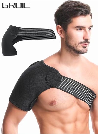 Buy Adjustable Shoulder Brace, Shoulder Support and Compression Sleeve for Gym, Sports, Dislocated Shoulder, Injury Prevention， Pain Relief, Adjustable Fits Shoulder Brace Immobilizer Strap in UAE