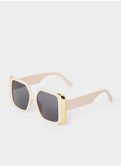 Buy Gold Detail Accent Square Sunglasses in Saudi Arabia