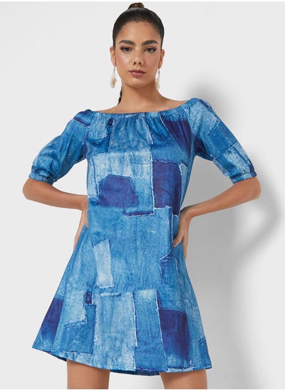 Buy Printed Off Shoulder Dress in Saudi Arabia