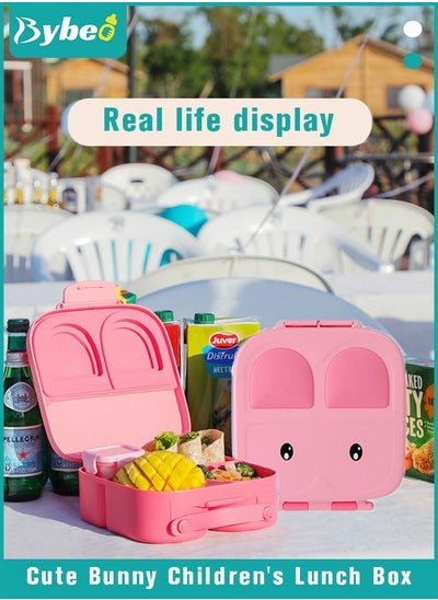 Buy Portable Kids Bento Box, Big Toddler Lunch Boxs to School, Snack Containers for Travel 4 Compartments Meal Prep Removable Divider BPA Free in UAE