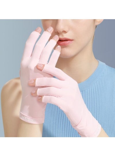 اشتري M MIAOYAN Gloves half-finger summer anti-ultraviolet manicure female outdoor riding ice silk driving gloves thin icy breathable plastic dipping في السعودية