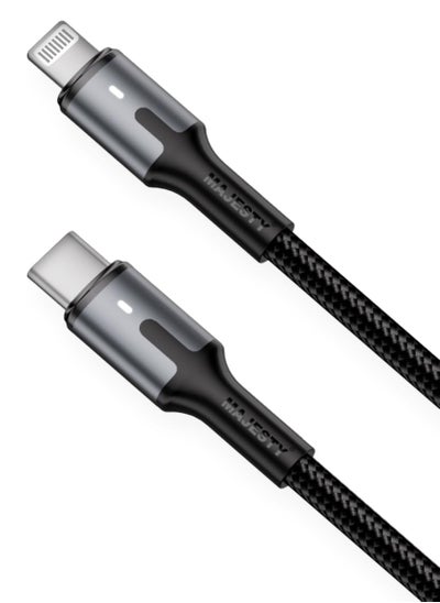 Buy Majesty iPhone Charger Cable - USB-C to Lightning Cable Braided Cord 27W Fast Charging for iPhone 14/14 Pro/14 Plus/14 Pro Max, iPad Pro, iPhone 8-13 Series - Black 1M in Saudi Arabia