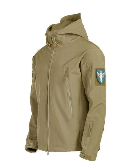Buy 3-in-1  Men's Outdoor Soft Shell Plus Fleece Windproof Jacket With Detachable Lining Autumn Clothing Coat in UAE