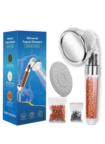 Buy Shower Head Handheld Replacement - with 3 Modes 3way Function - Adjustable Filter Bead Hard Water Boost Water Pressure, Water Saving in Saudi Arabia