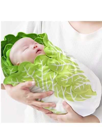 Buy Baby Wrap Blanket Cabbage Leaf Baby Swaddle Blanket Super Soft Comfort Blanket Newborn Soft Plush Flannel Blanket with Cabbage Hat Essential Children Clothing for Home Office Travel in UAE