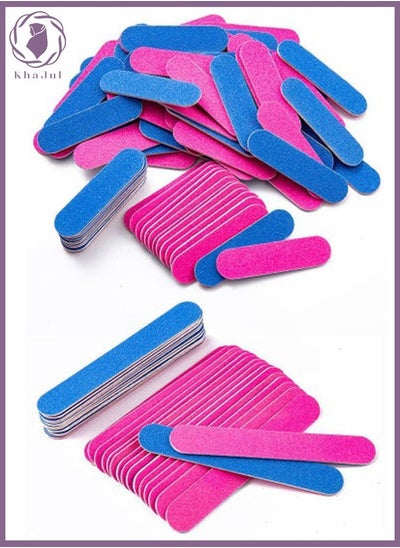 Buy 50-Piece Mini Manicure Nail File Set Pink/Blue Double Sided Hard Dead Skin Remover Tool Multicolour in Saudi Arabia