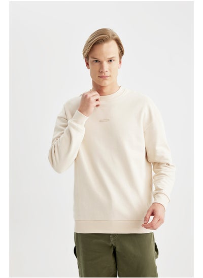 Buy Man Boxy Fit Crew Neck Long Sleeve Knitted Sweat Shirt in Egypt