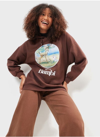 Buy Bambi Print Hooded Sweatshirt in UAE