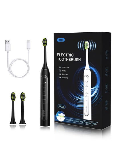 Buy Electric Toothbrush for Adults Rechargeable Electric toothbrush with 2 Brush Heads,Teeth Whitening Power Electric Toothbrush 4 Hours Charge for 120 Days Black in Saudi Arabia