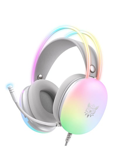 Buy X25 Wired Professional Gaming Headphones Gradient RGB Lighting HD Mic Stereo Sound PC Mac Headset in Saudi Arabia