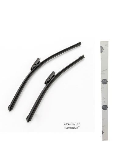 Buy Car Windshield Wiper Set, High Quality Material, Size 475 Mm, 19 Inch - 550 Mm, 22 Inch, 2 Pieces, Dacia Logan Ll in Egypt