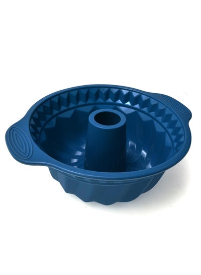 Buy Silicone Fluted Baking Mould Blue Color 28.5X24X10.5 Cm in UAE