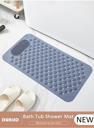 اشتري Anti Slip Bathroom Mat Shower Mat Waterproof Mat Foot Massage Mat With Drain Holes And Suction Cups 36*69cm Bath Mat For Tub, Toilet And Bathroom Floors-Dark Grey في السعودية