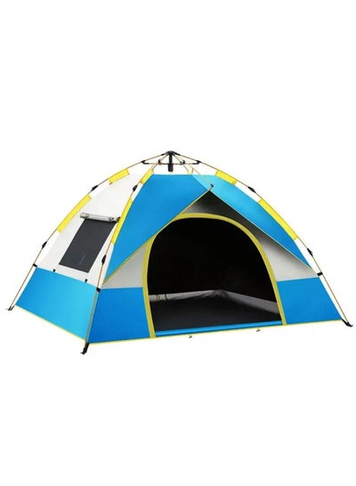 اشتري 4 Person Camping Tent, Automatic Pop up Tent with Removable Rainfly and Carry Bag, Easy Instant Family Tent for Family & Friends (Blue) في السعودية