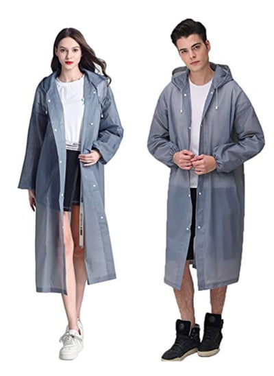 اشتري Reusable Plastic EVA Rain Coats with Hood and Elastic Cuff Sleeves for Men and Women في السعودية