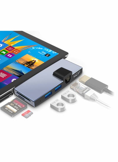 اشتري Hub for Surface Pro 6/Pro 5/Pro 4 Docking Station USB 3.0x2 Adapter TF/SD Memory Card Reader 4K HDMI Port Microsoft 4/ 5/6 في الامارات